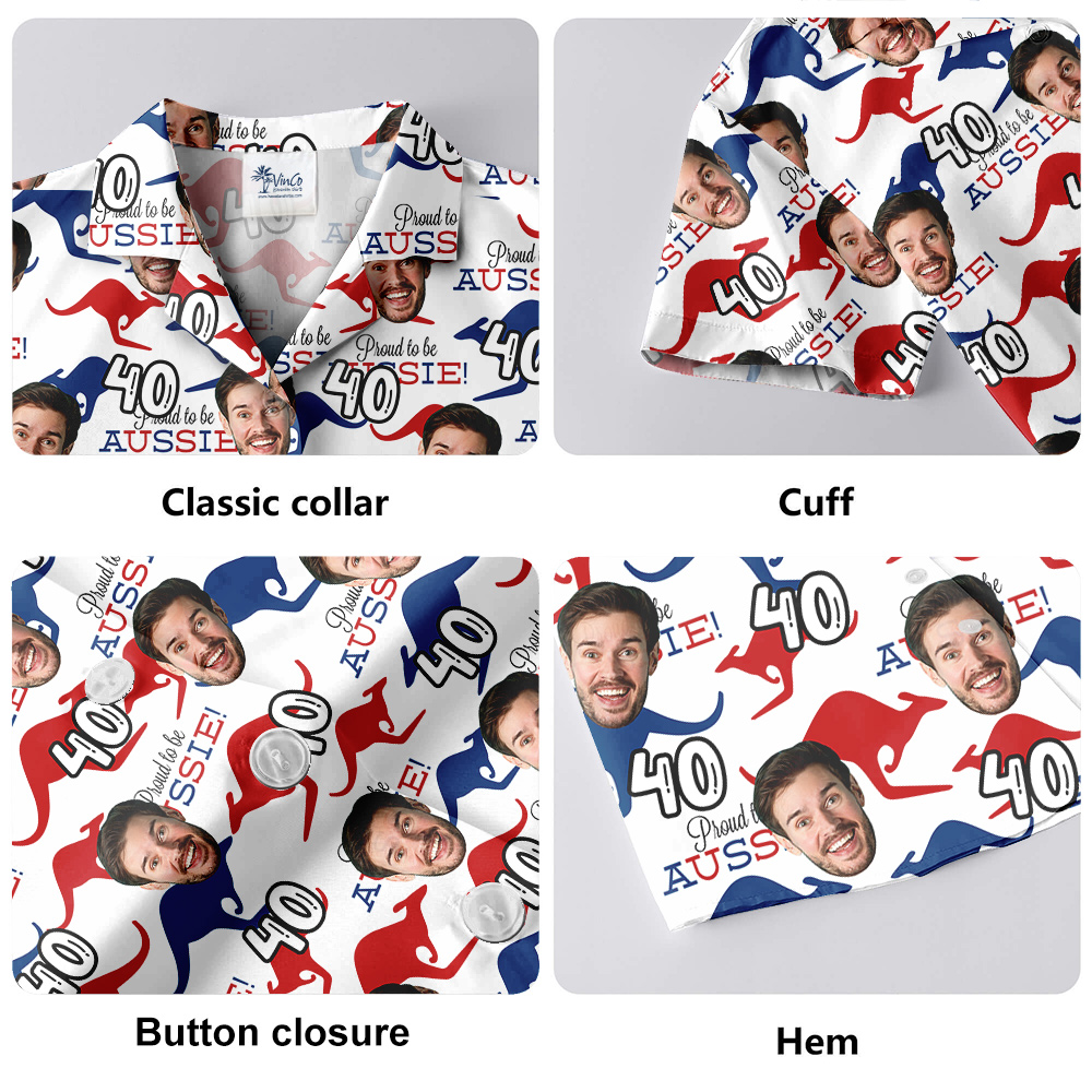 Custom Face and Age Aussie Hawaiian Shirt
