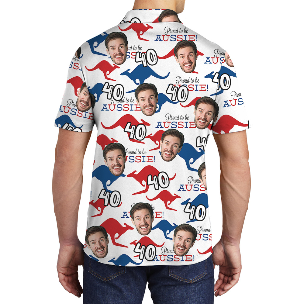 Custom Face and Age Aussie Hawaiian Polo Golf Shirt