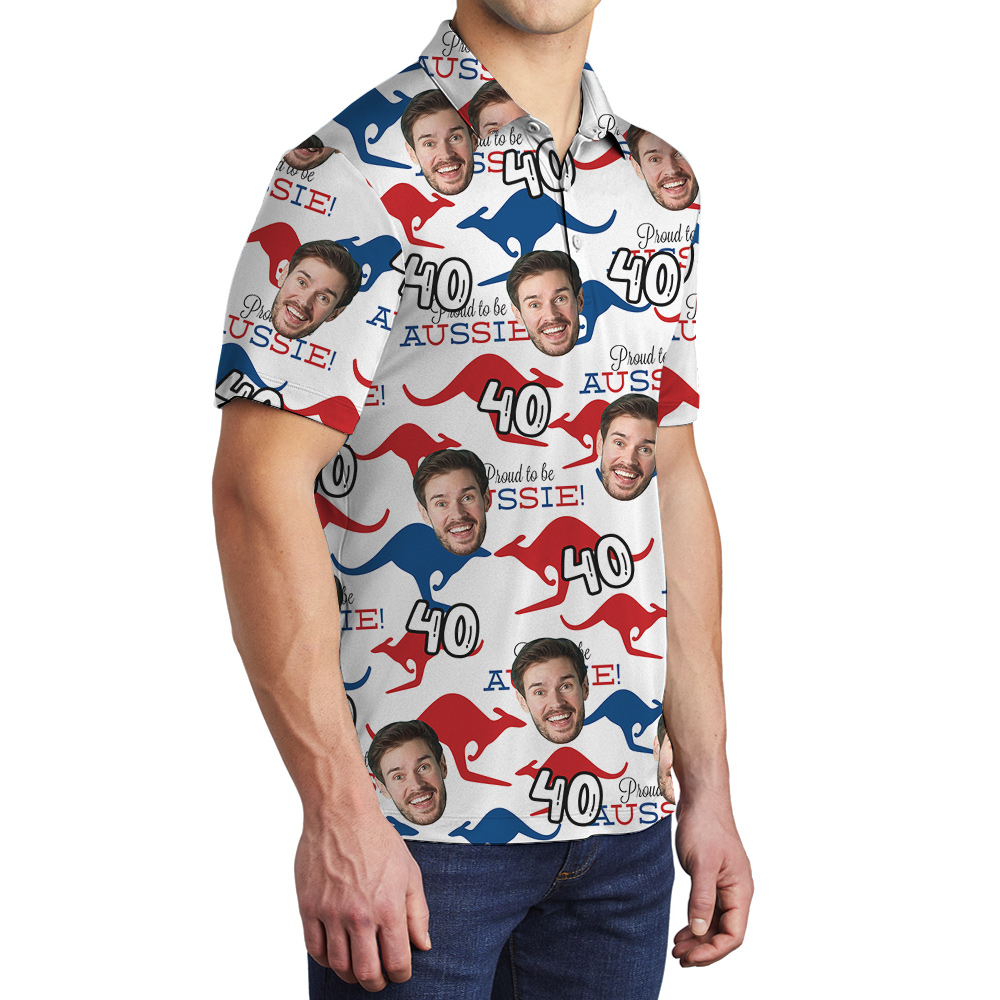 Custom Face and Age Aussie Hawaiian Polo Golf Shirt