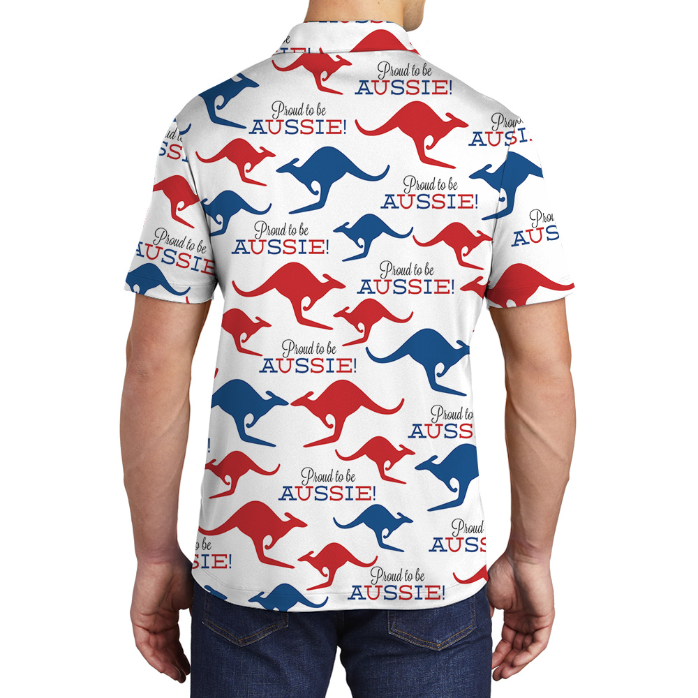 Aussie Kangaroo Hawaiian Polo Golf Shirt for Men