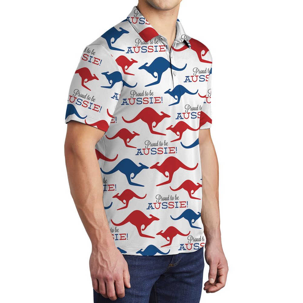 Aussie Kangaroo Hawaiian Polo Golf Shirt for Men