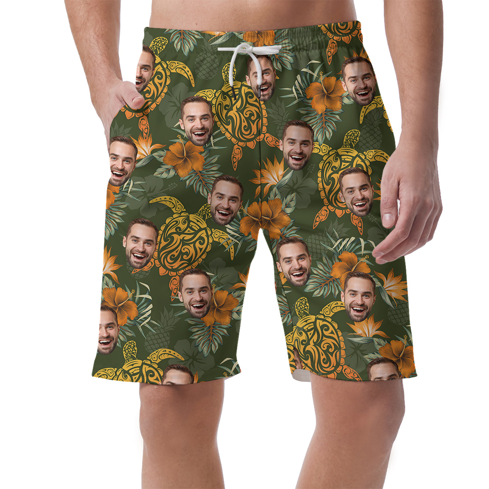 Custom Turtle Theme Beach Short for Men with 1-5 Faces - variant image 1
