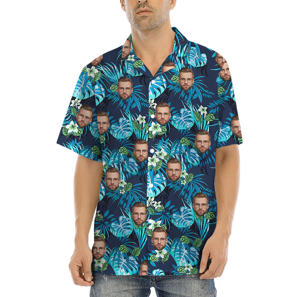 Personalized Blue Hawaiian Shirt With Face On Them - variant image 1