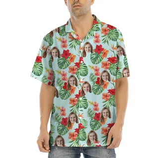 Custom 1-5 Pictures Tropical Hawaiian Shirt