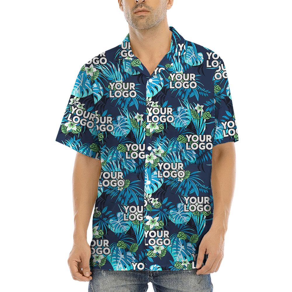 Tropical Blue Custom Hawaiian Shirt With Your Logo - variant image 1
