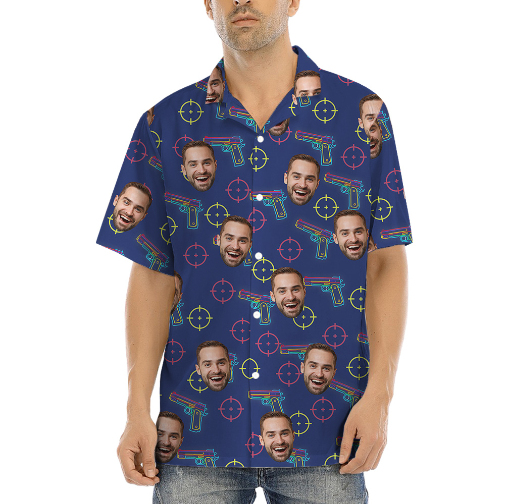 Custom Face Tactical Gun Hawaiian Shirt - variant image 1