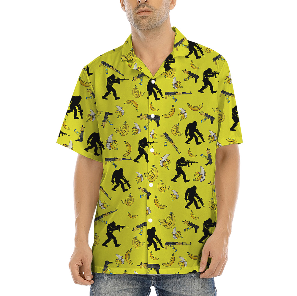 Tactical Sasquatch Banana Gun Hawaiian Shirt - variant image 1