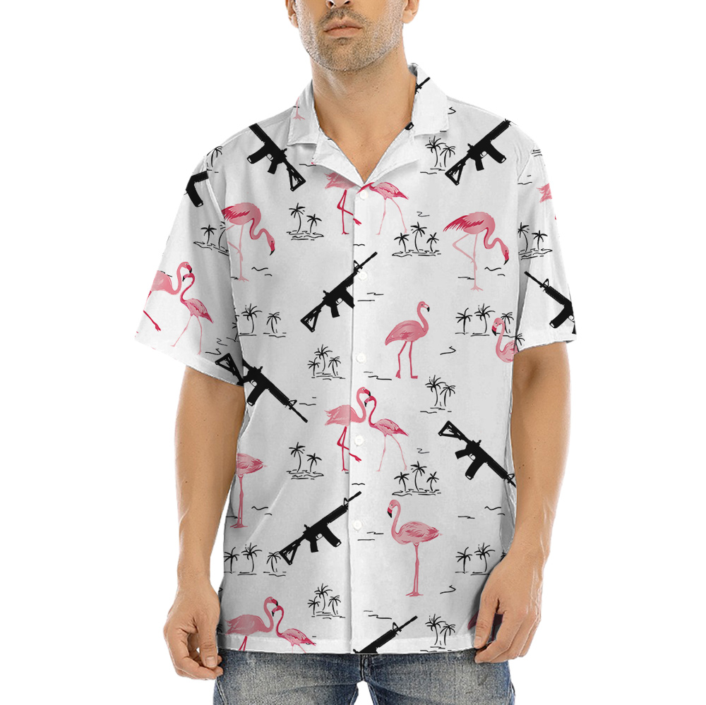 Tactical Gun Flamingo Aloha Shirt - variant image 1