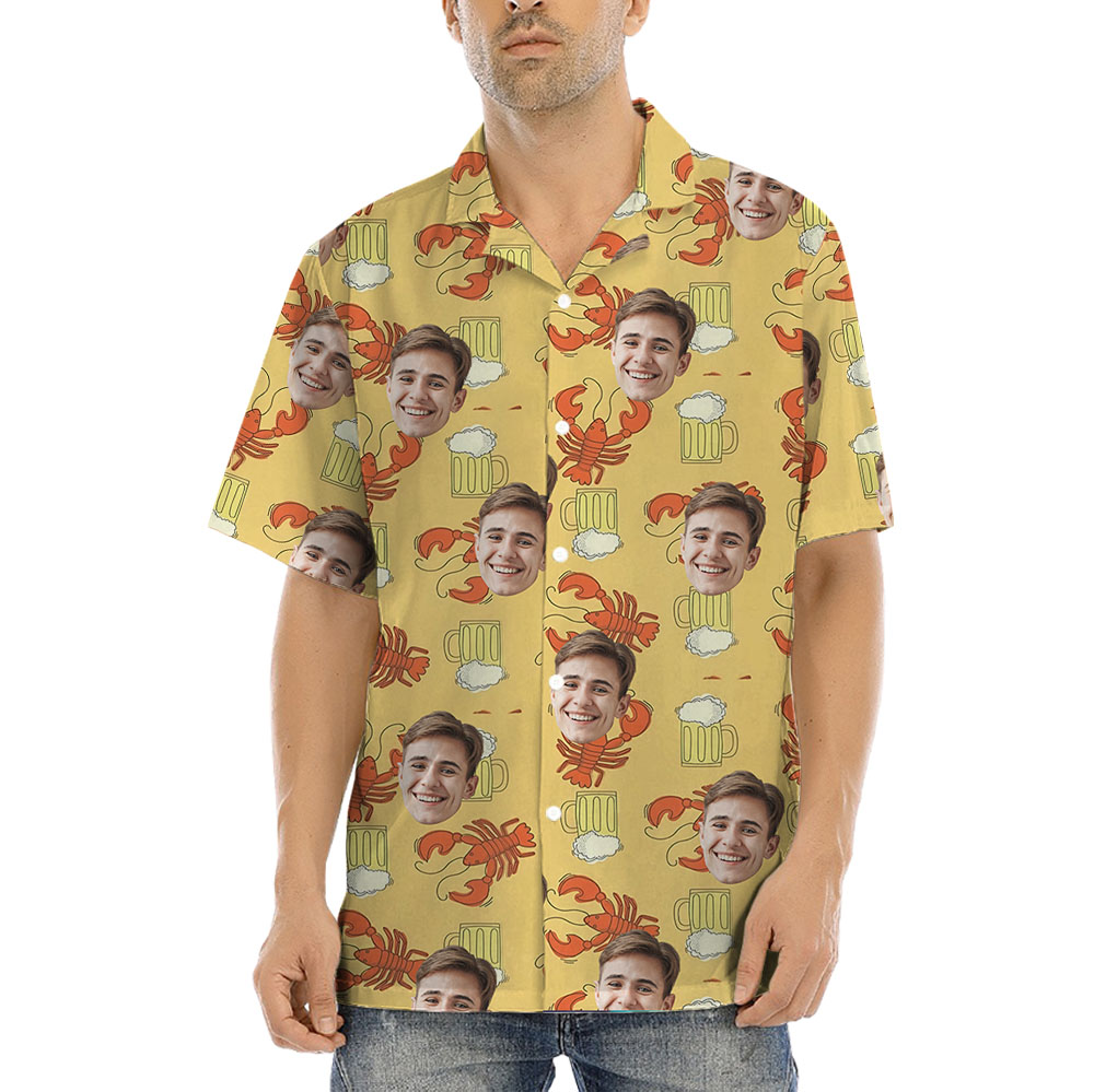 Funny Beer Shrimp Hawaiian Shirt With Face - variant image 1