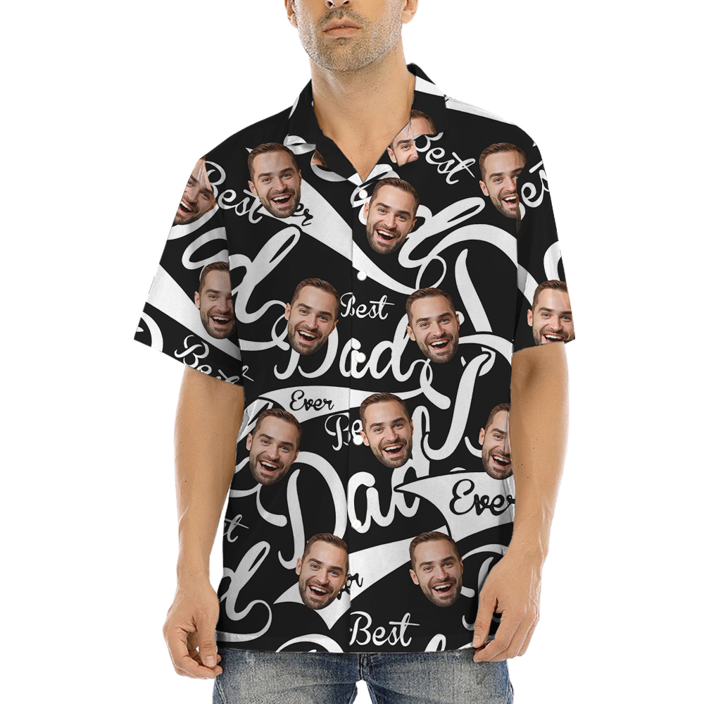 Funny Custom Face Best Dad Ever Hawaiian Button Up Shirt - variant image 1