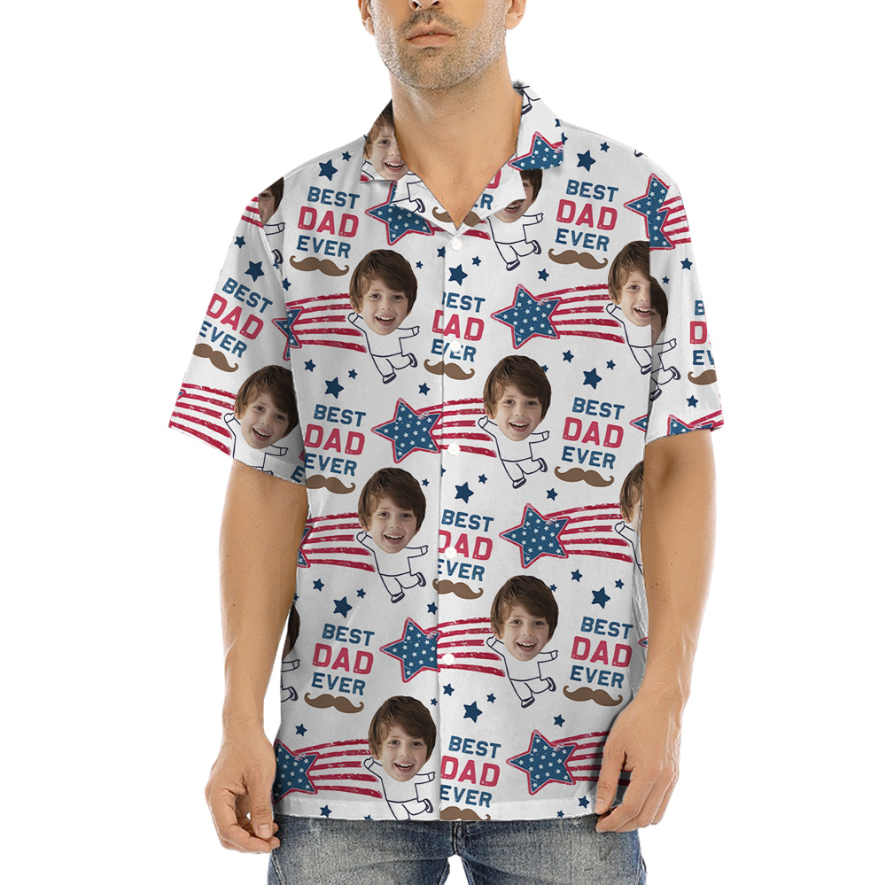 Funny Best Dad Ever Custom Kids Face Hawaiian Shirt - variant image 1