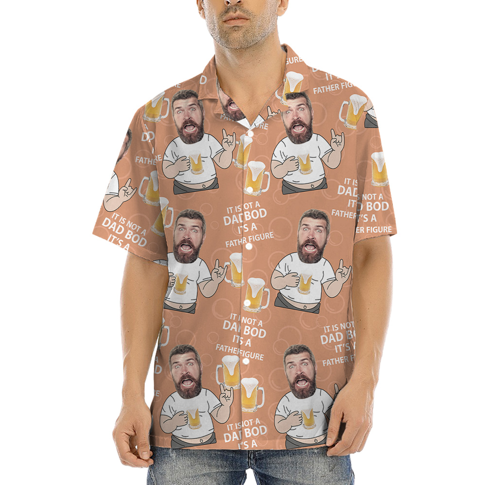 Funny Custom Face Dad Drinking Beer Hawaiian Shirt - variant image 1