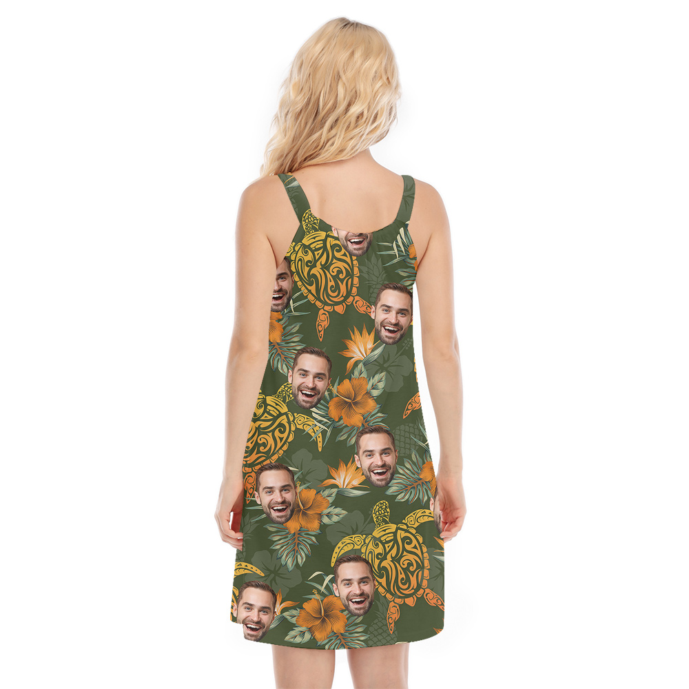 Bula Green Turtle Theme Cami Dress with Custom 1-5 Faces