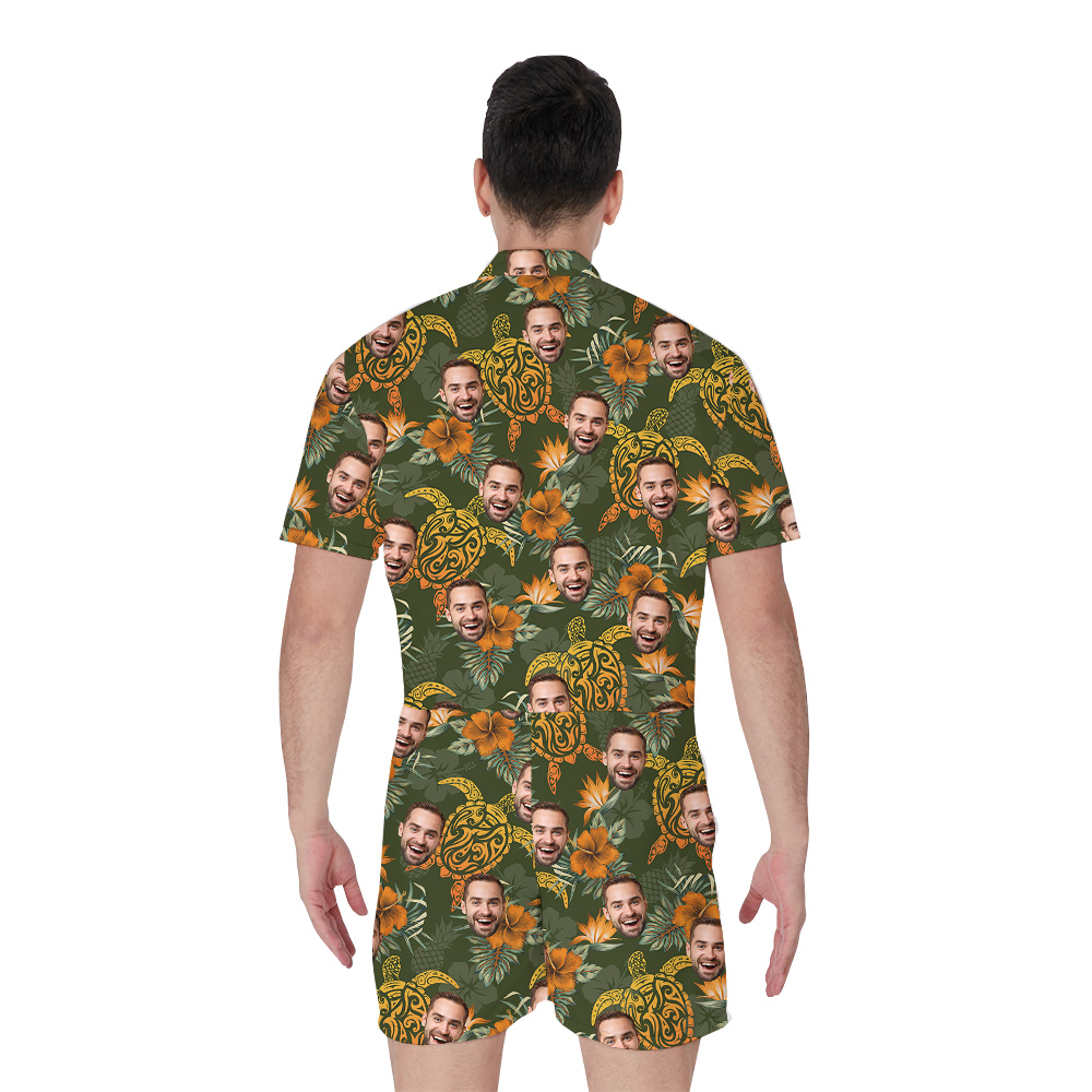 Custom Turtle Theme Romper for Men with 1-5 Faces