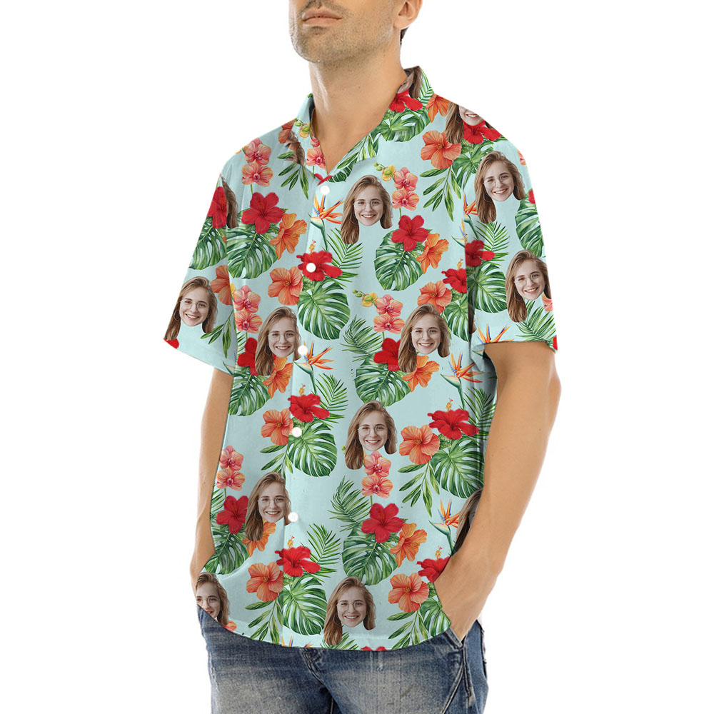 Custom 1-5 Pictures Tropical Hawaiian Shirt