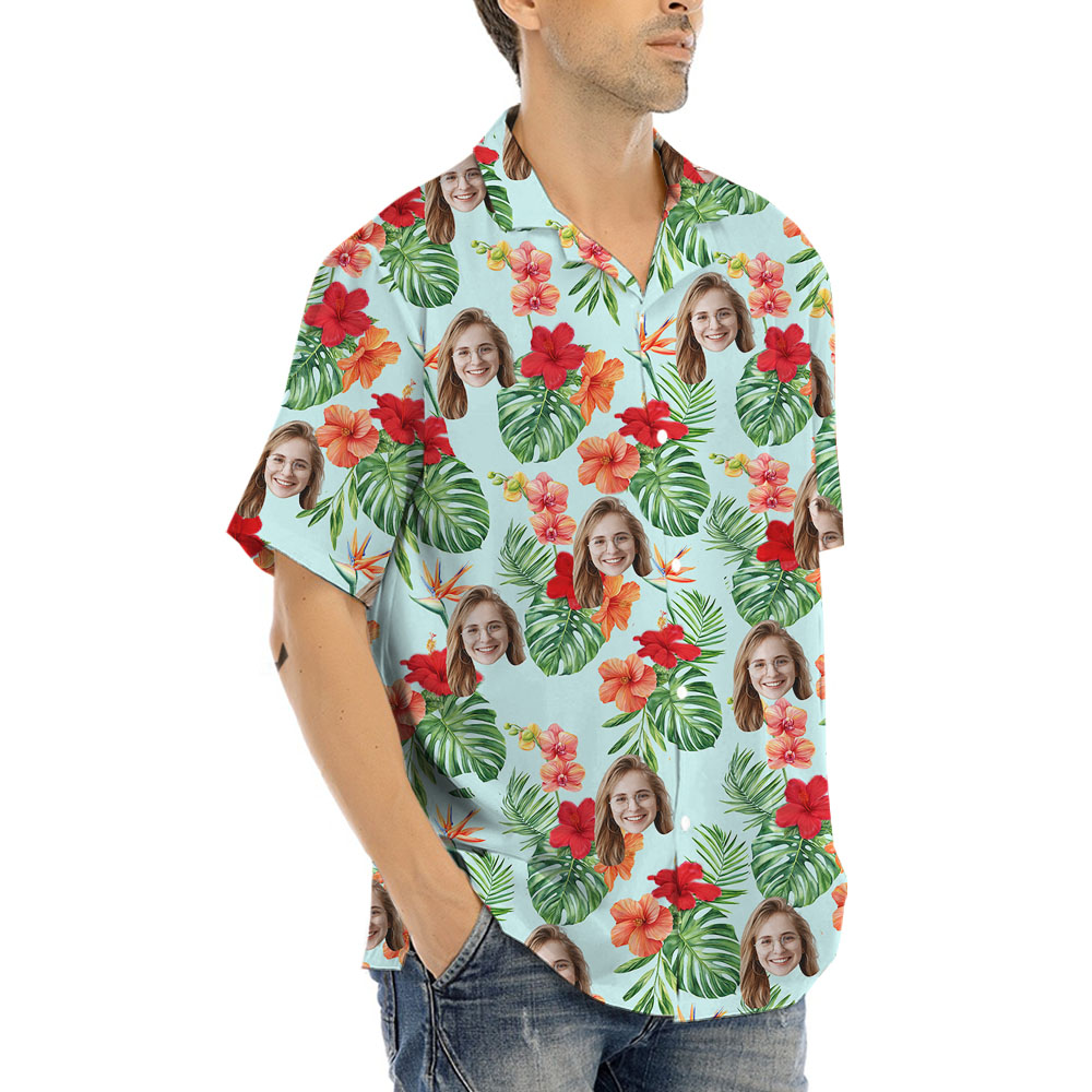 Custom 1-5 Pictures Tropical Hawaiian Shirt