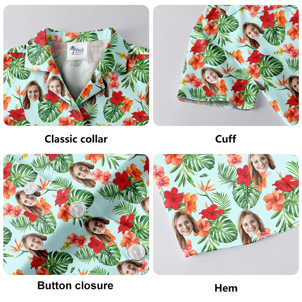 Custom 1-5 Pictures Tropical Hawaiian Shirt