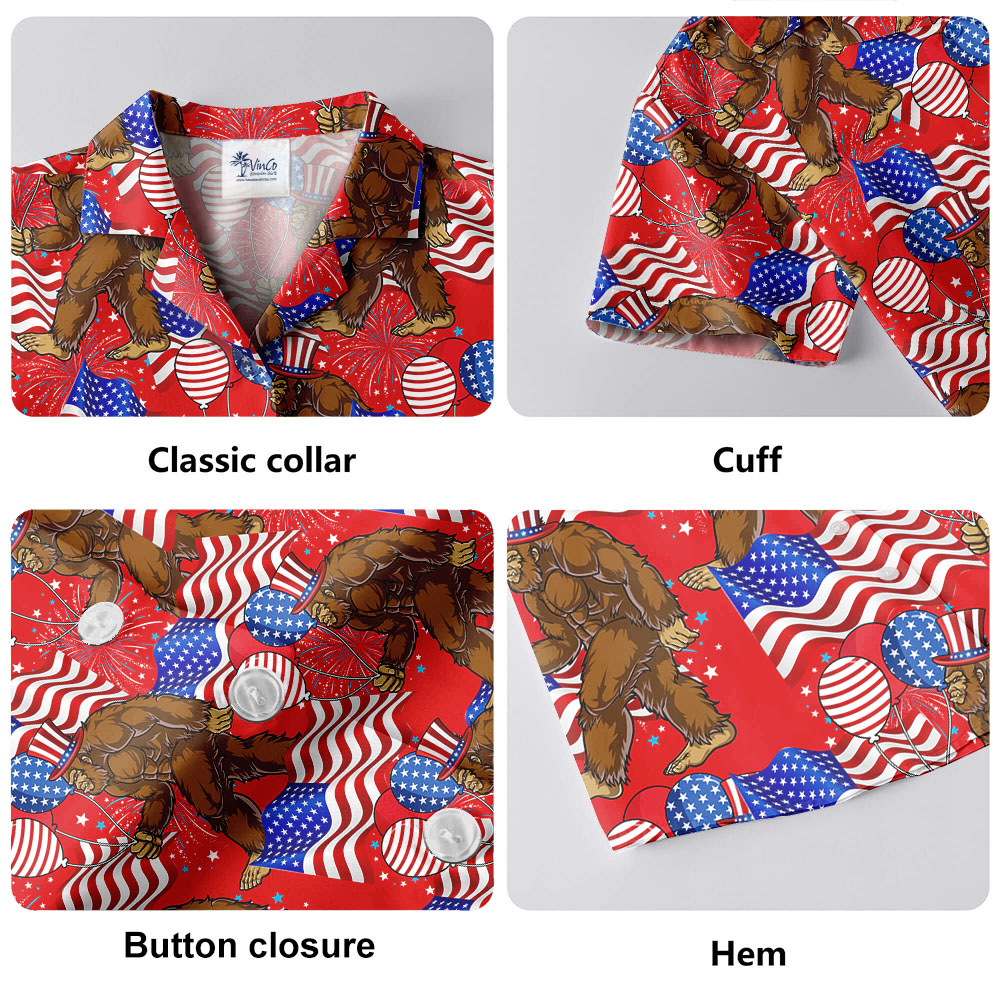 Bigfoot American Flag Red Hawaiian Shirt For Men
