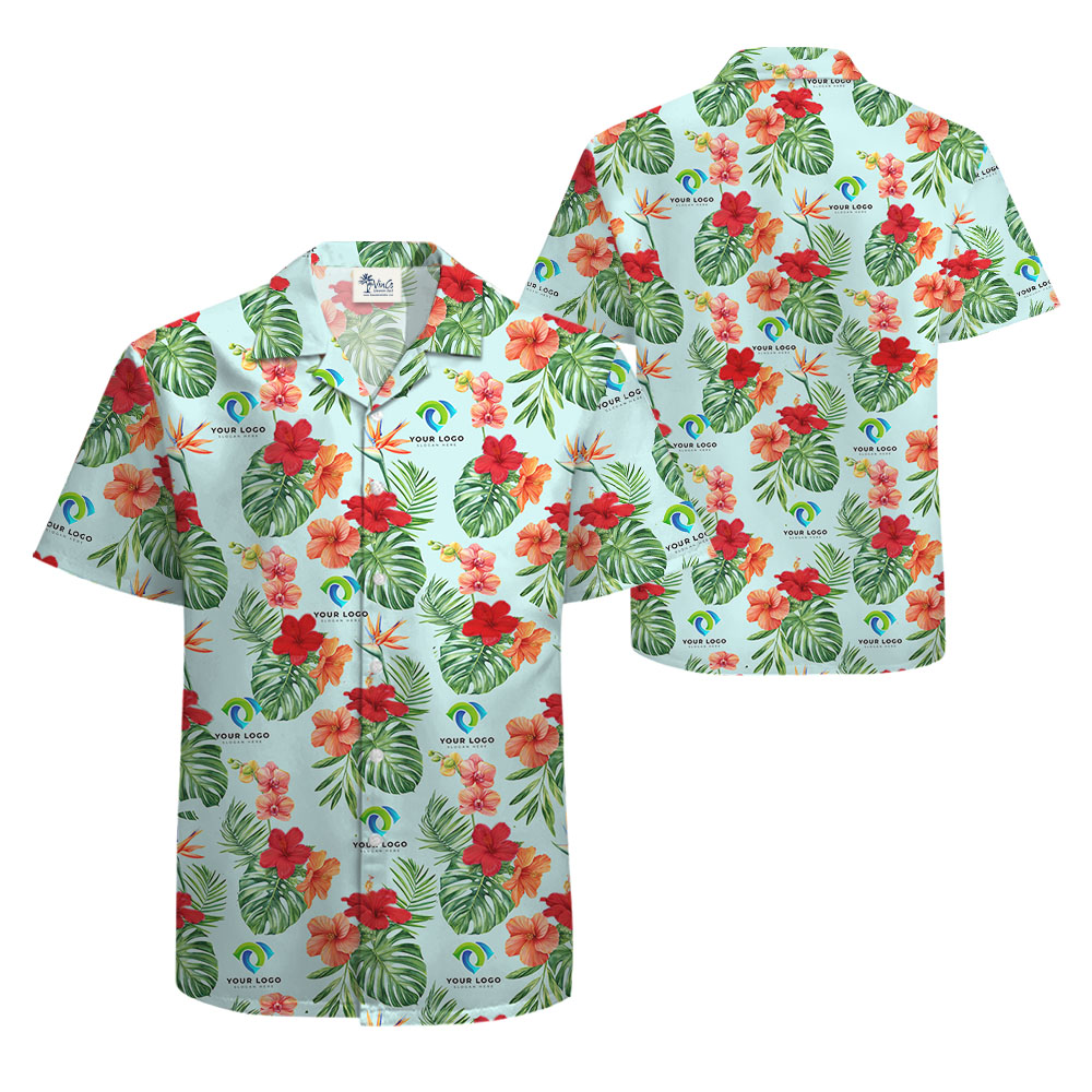 Floral Custom Logo Hawaiian Shirts No Minimum