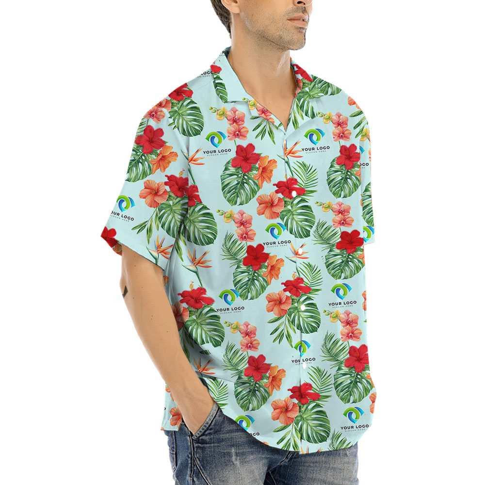 Floral Custom Logo Hawaiian Shirts No Minimum