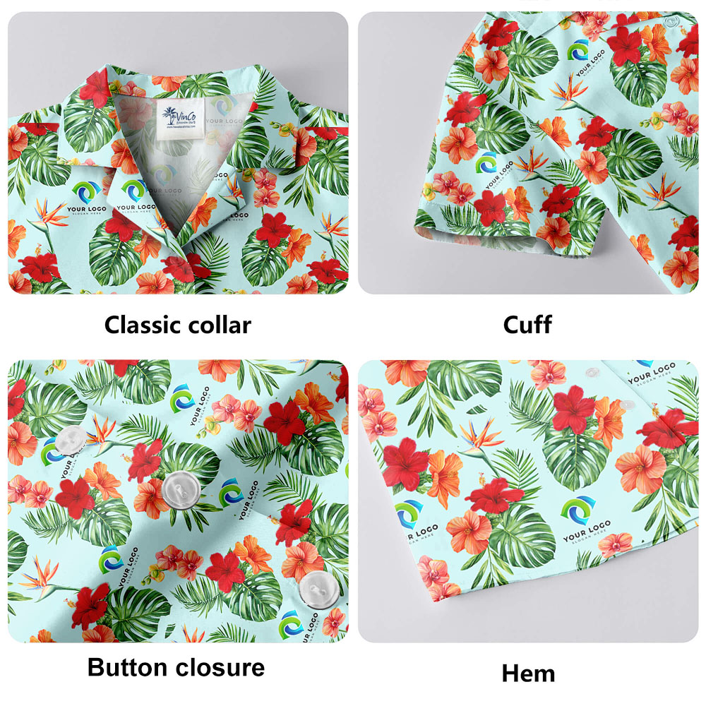 Floral Custom Logo Hawaiian Shirts No Minimum