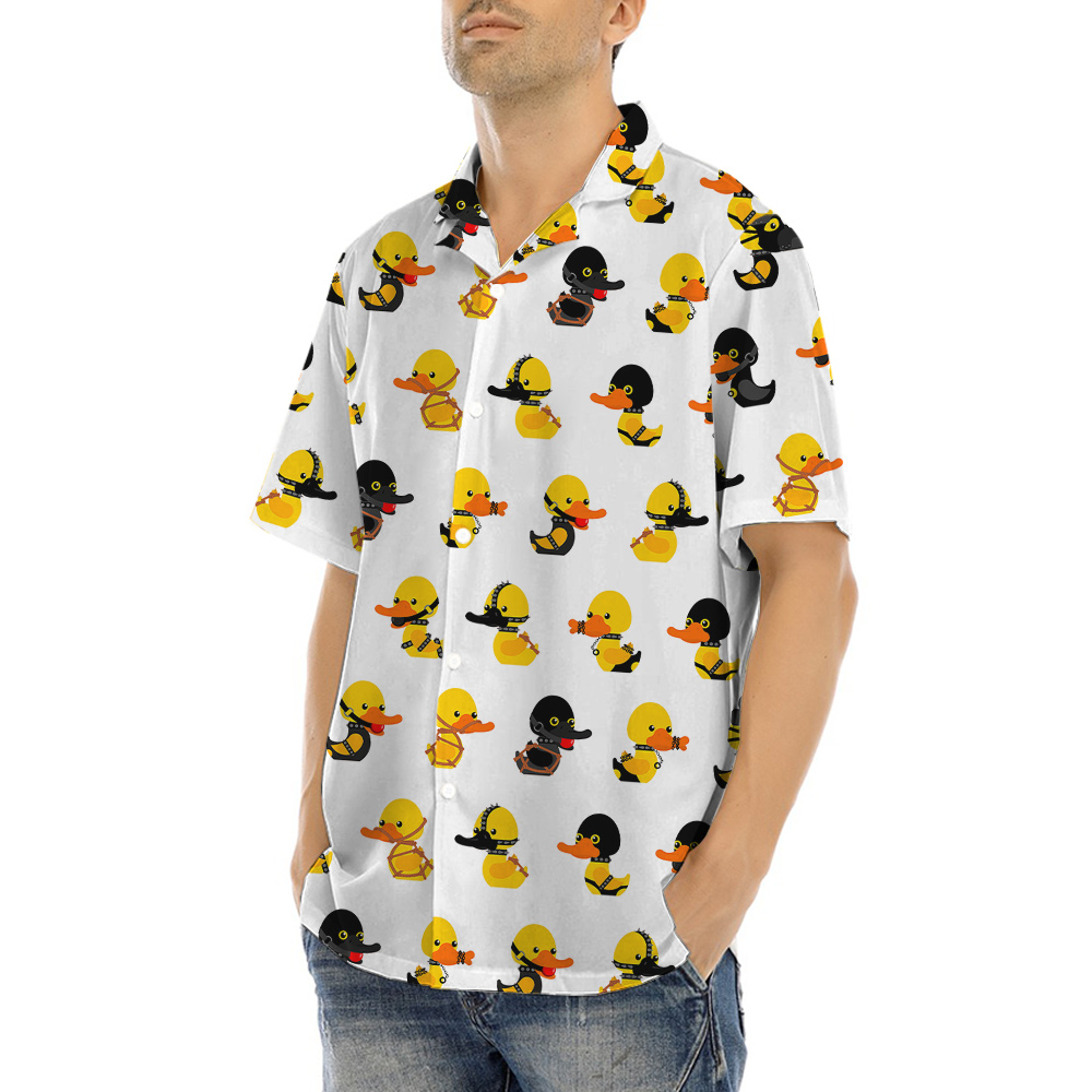 Funny Tactical Rubber Ducky Hawaiian Button Up Shirt