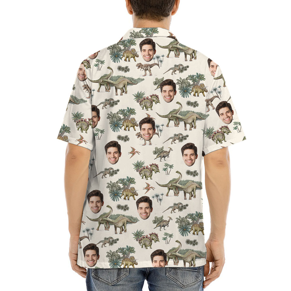 Custom 1-5 Faces Dinosaur Button Shirt