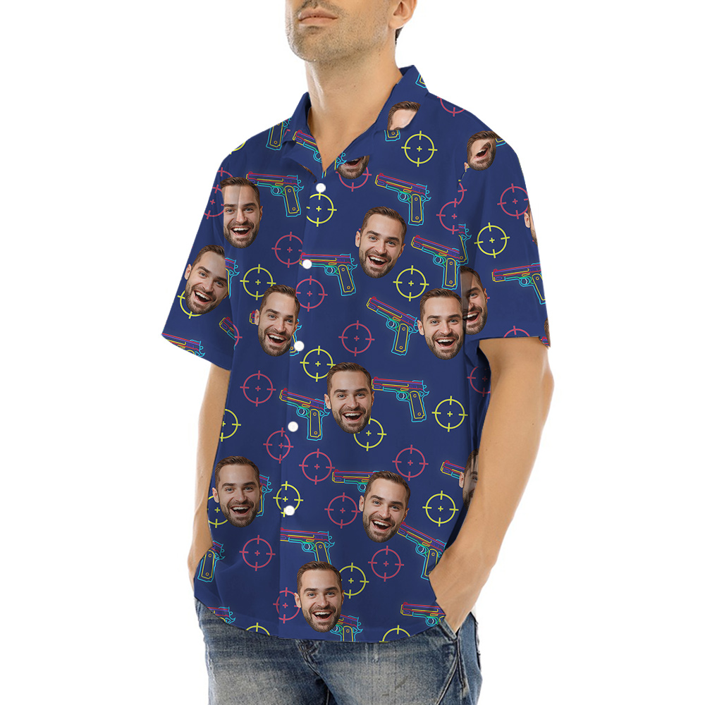 Custom Face Tactical Gun Hawaiian Shirt
