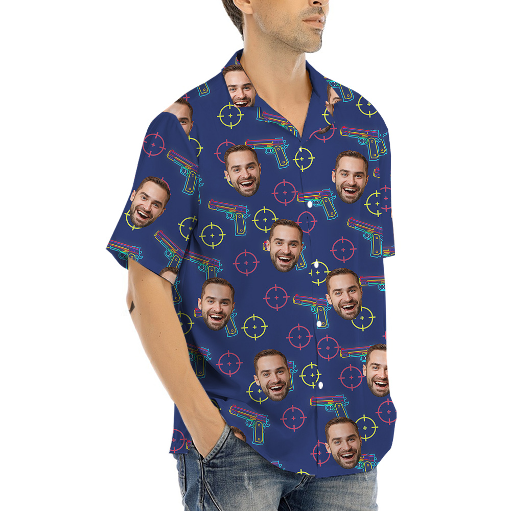 Custom Face Tactical Gun Hawaiian Shirt