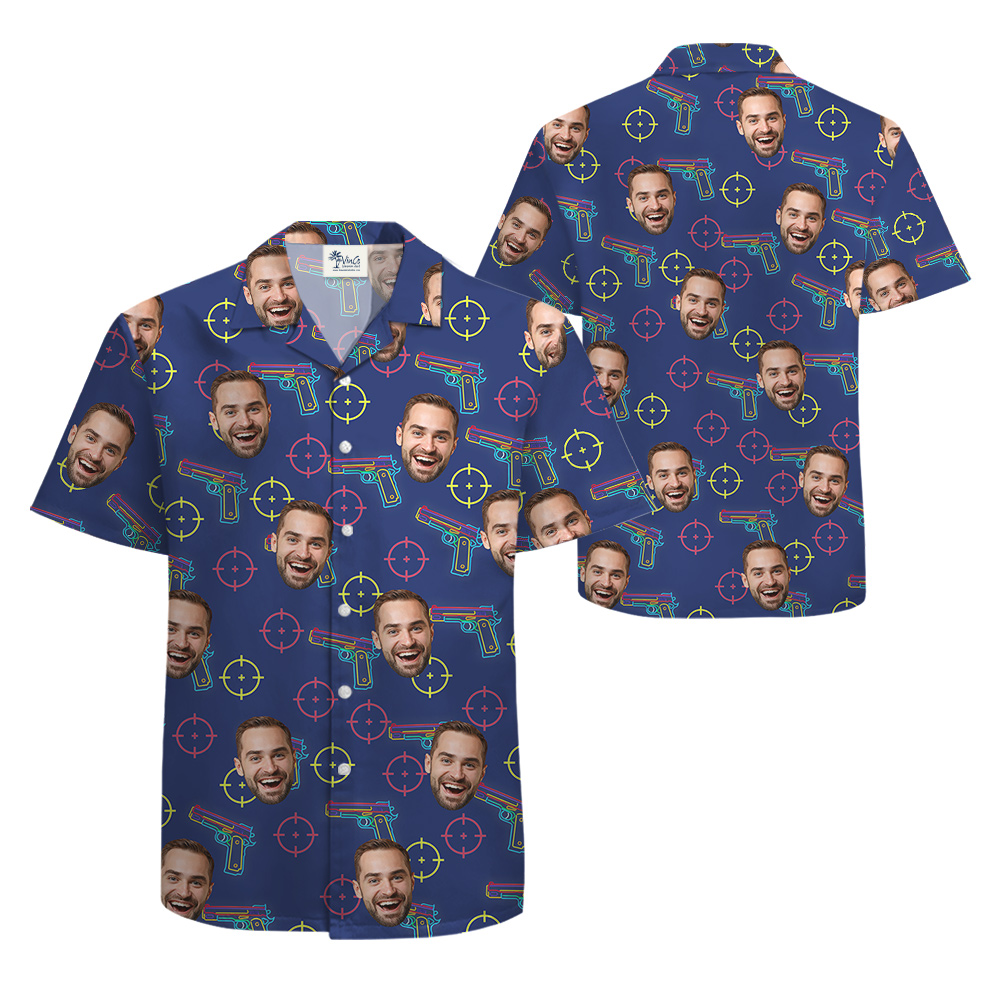 Custom Face Tactical Gun Hawaiian Shirt