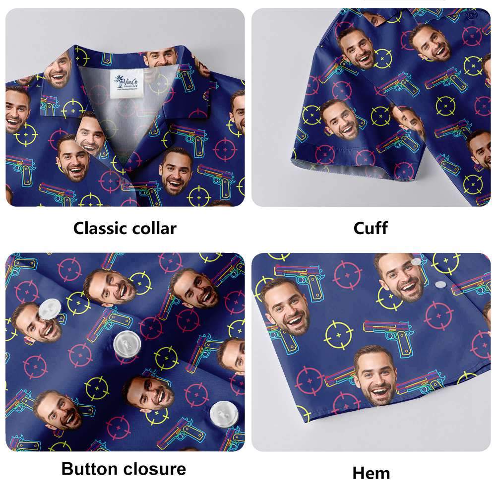 Custom Face Tactical Gun Hawaiian Shirt