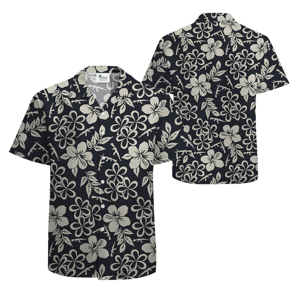 Hibiscus Tactical AK Gun Hawaiian Shirt