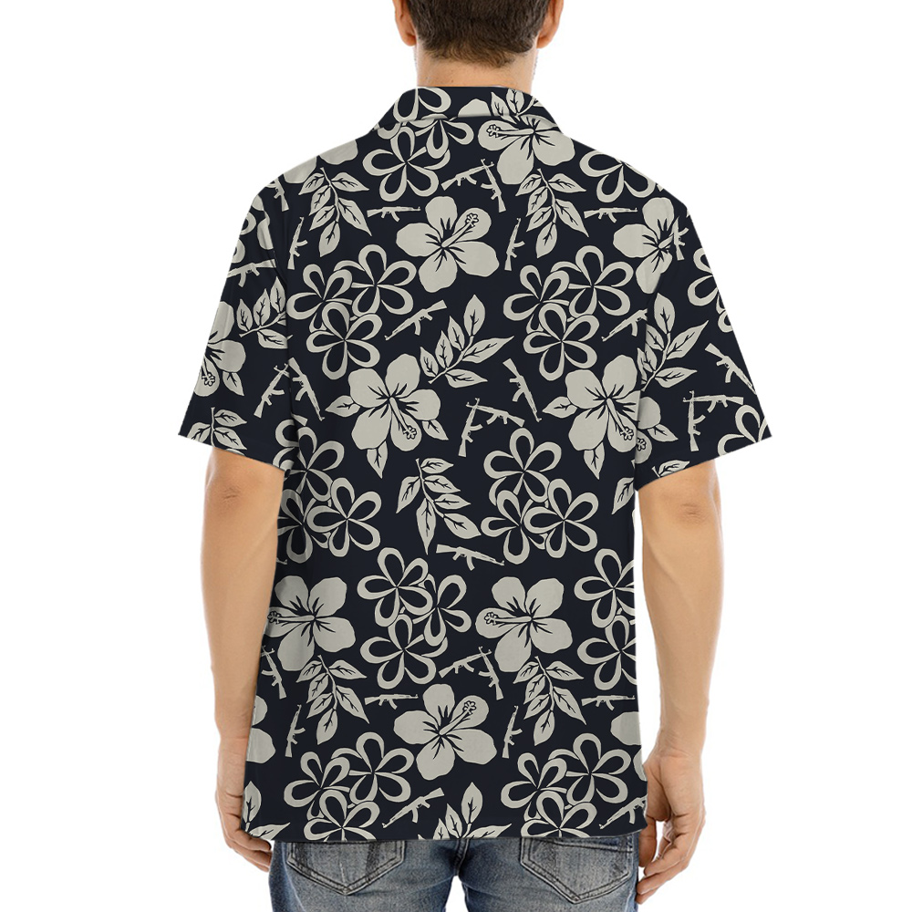 Hibiscus Tactical AK Gun Hawaiian Shirt