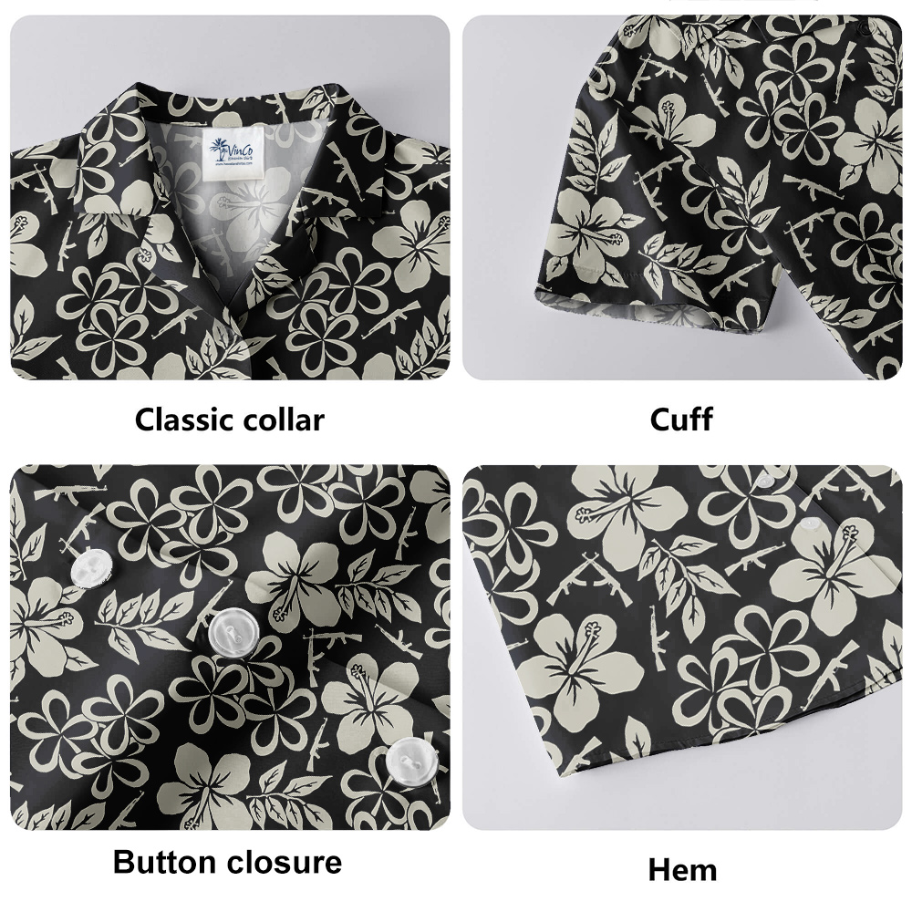 Hibiscus Tactical AK Gun Hawaiian Shirt