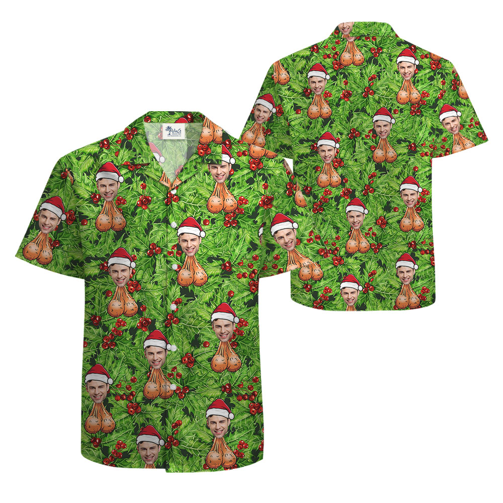 Inappropriate Christmas Button Shirt With 1-5 Faces