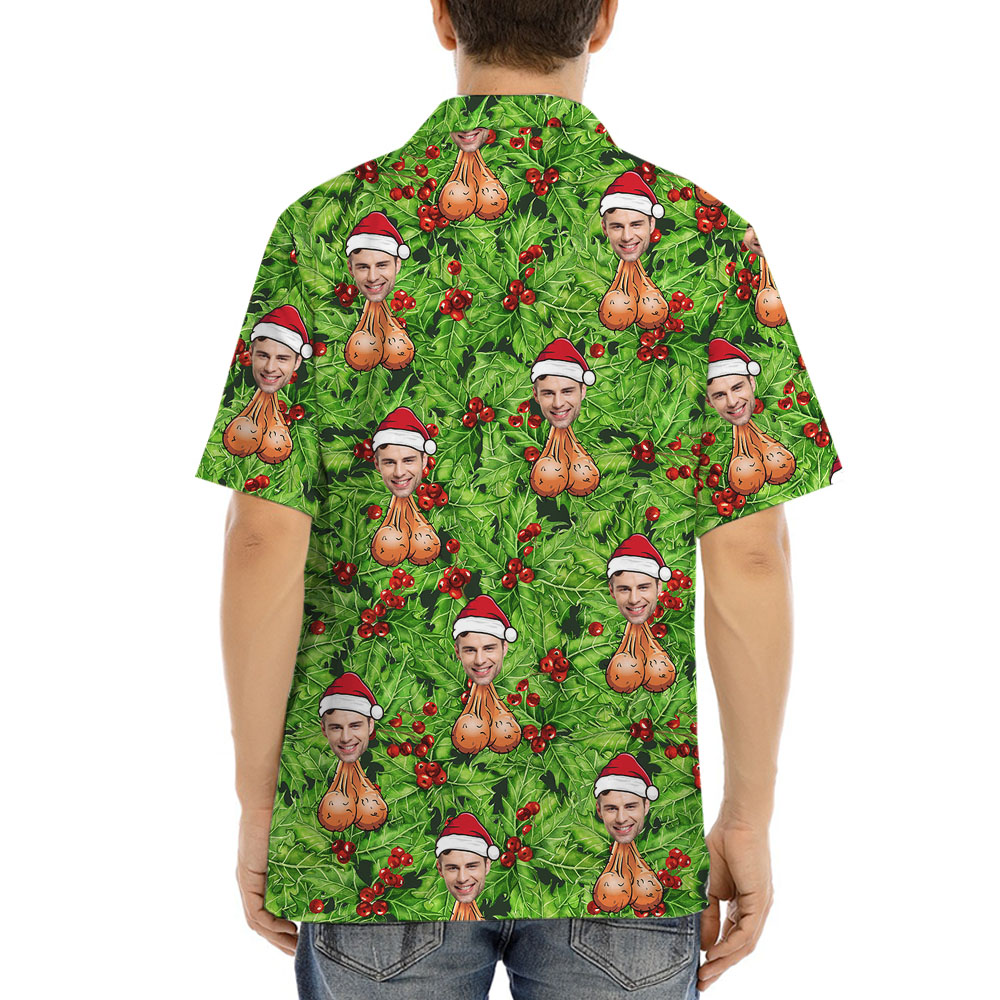 Inappropriate Christmas Button Shirt With 1-5 Faces