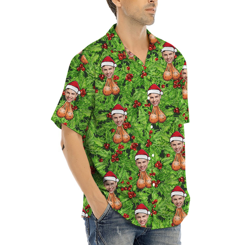 Inappropriate Christmas Button Shirt With 1-5 Faces