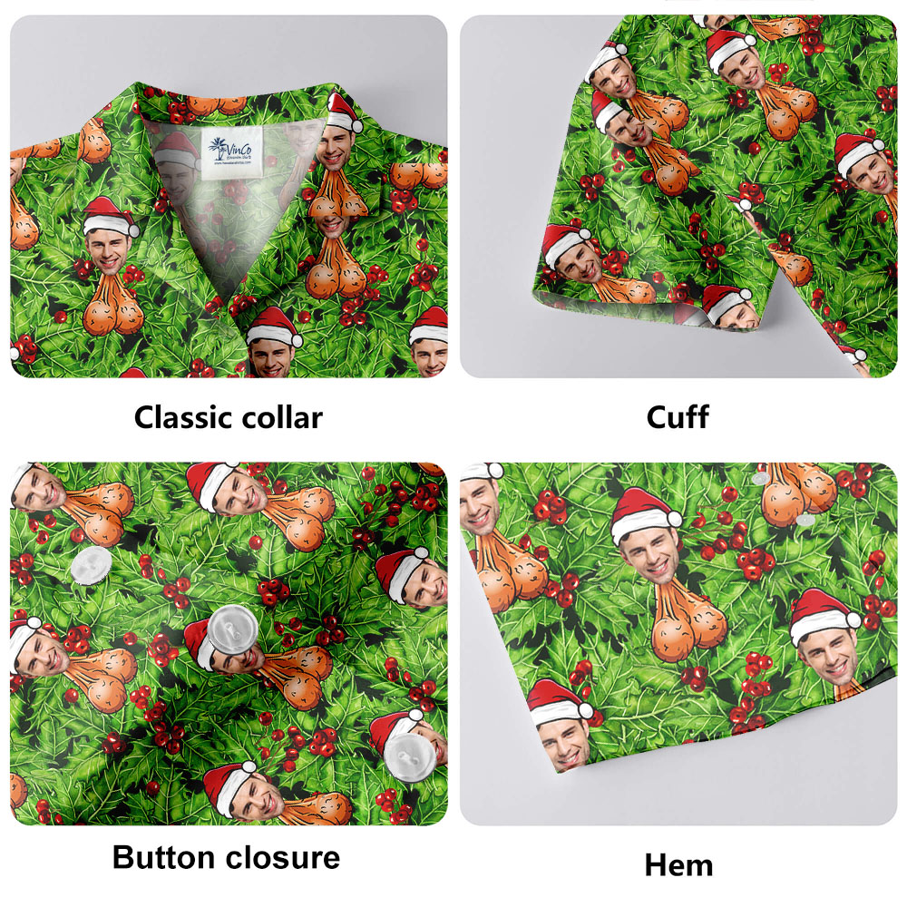 Inappropriate Christmas Button Shirt With 1-5 Faces