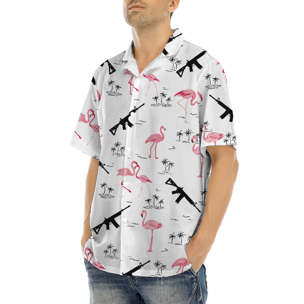 Tactical Gun Flamingo Aloha Shirt
