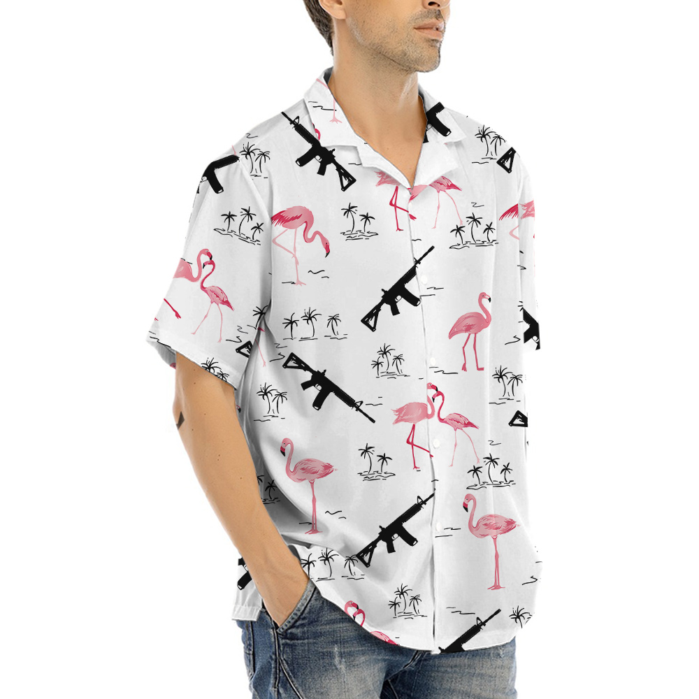 Tactical Gun Flamingo Aloha Shirt