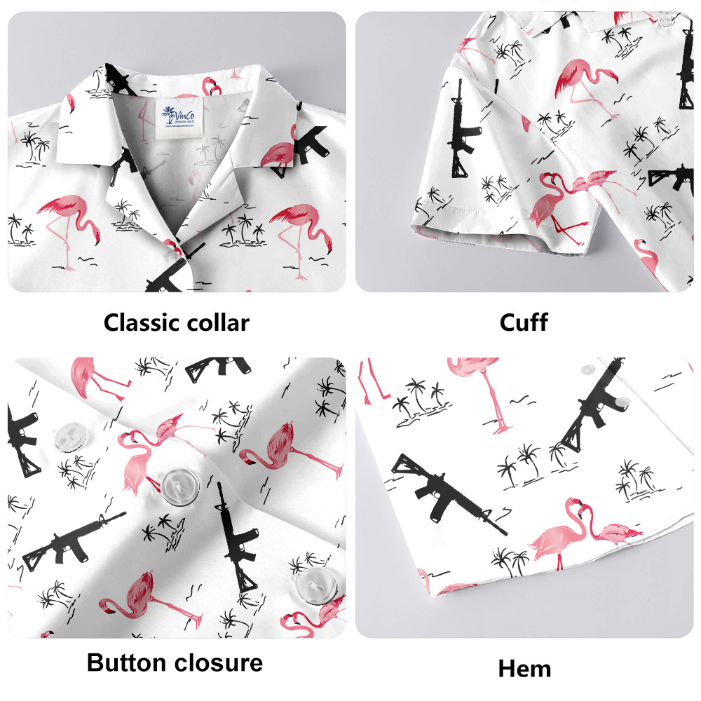 Tactical Gun Flamingo Aloha Shirt