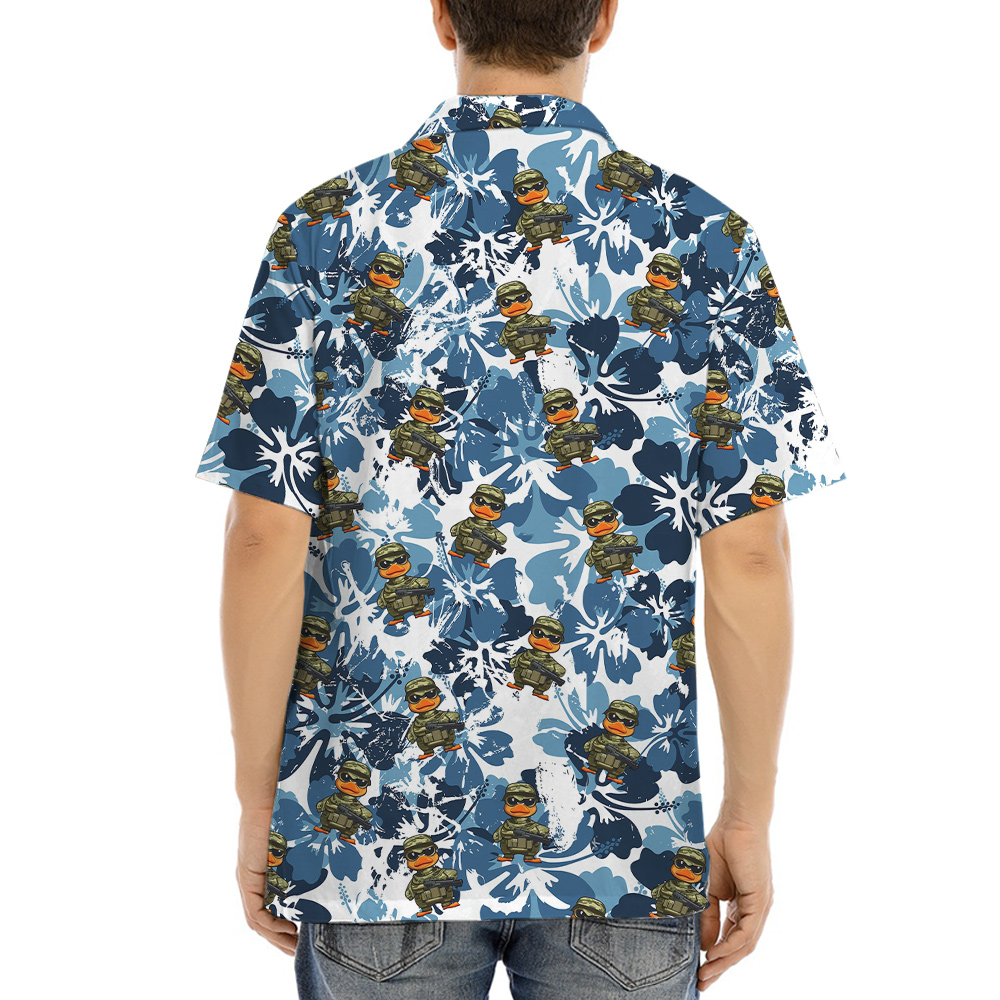 Funny Military Ducky Tactical Blue Hawaiian Shirt