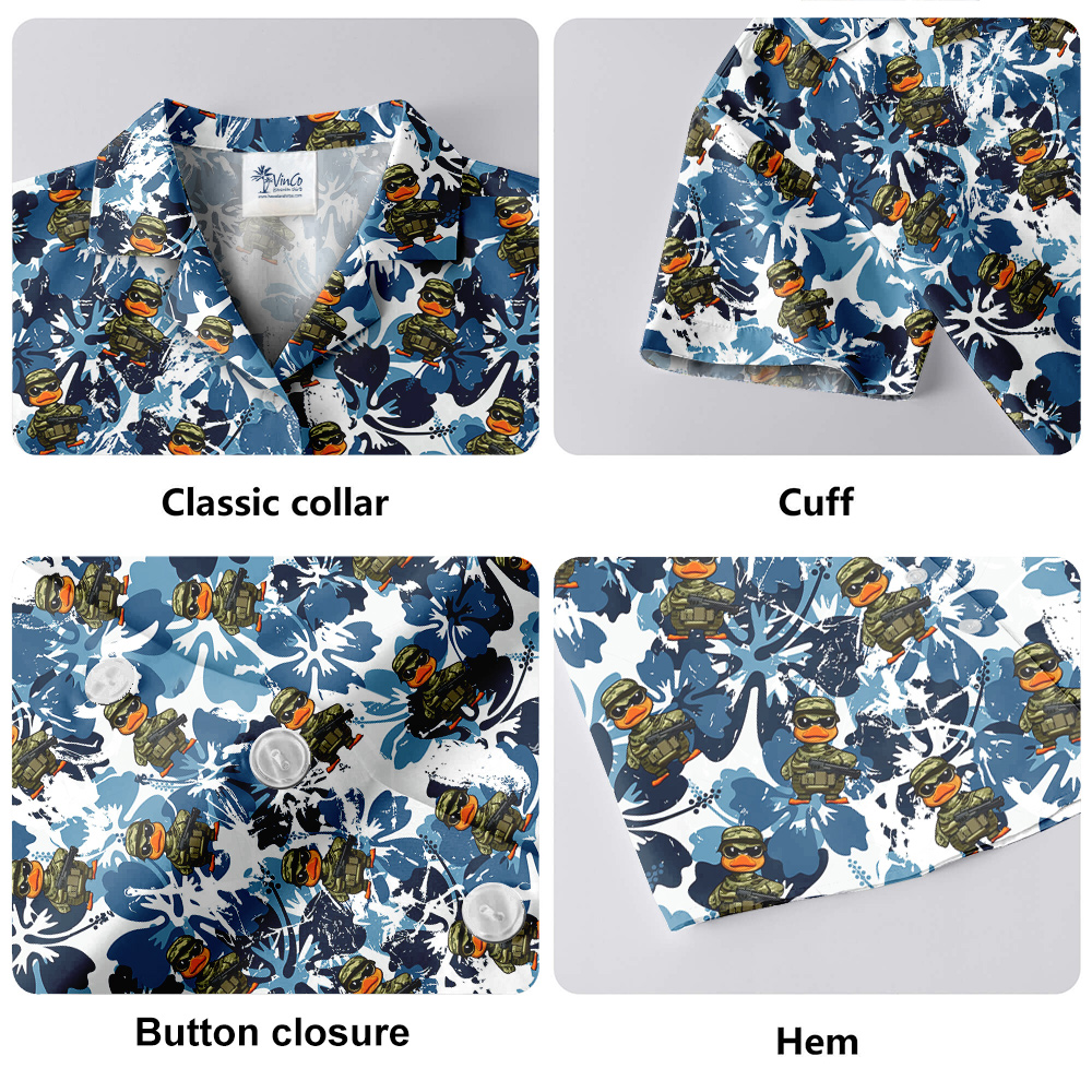 Funny Military Ducky Tactical Blue Hawaiian Shirt