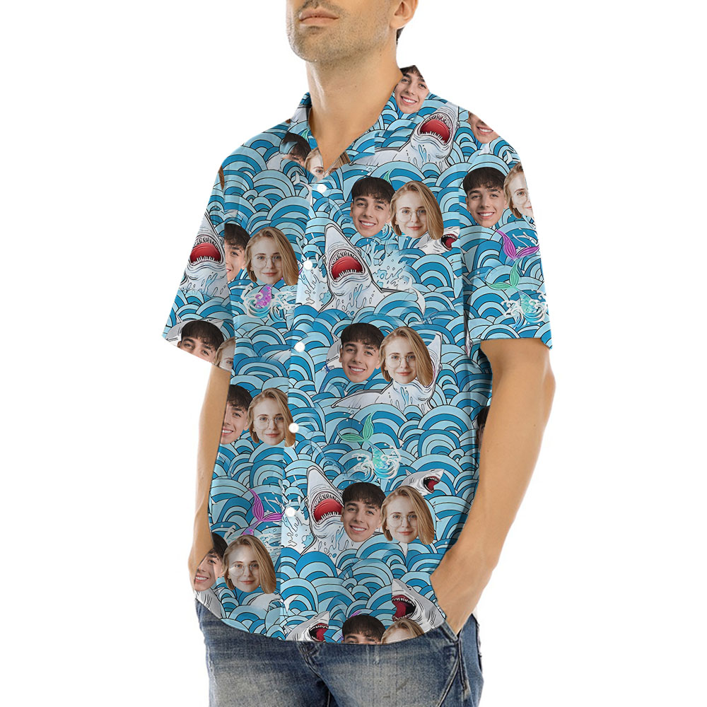 Shark Beach Hawaiian Shirt With Multiple Faces