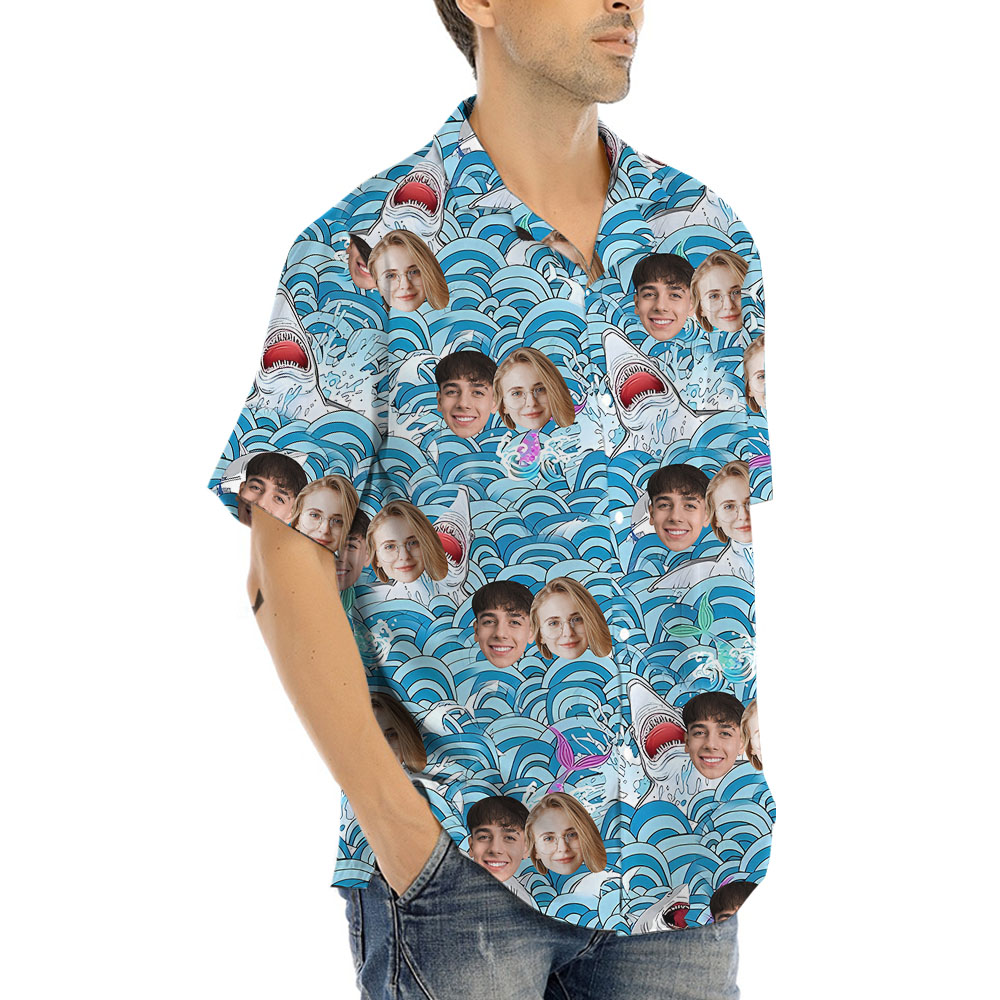 Shark Beach Hawaiian Shirt With Multiple Faces