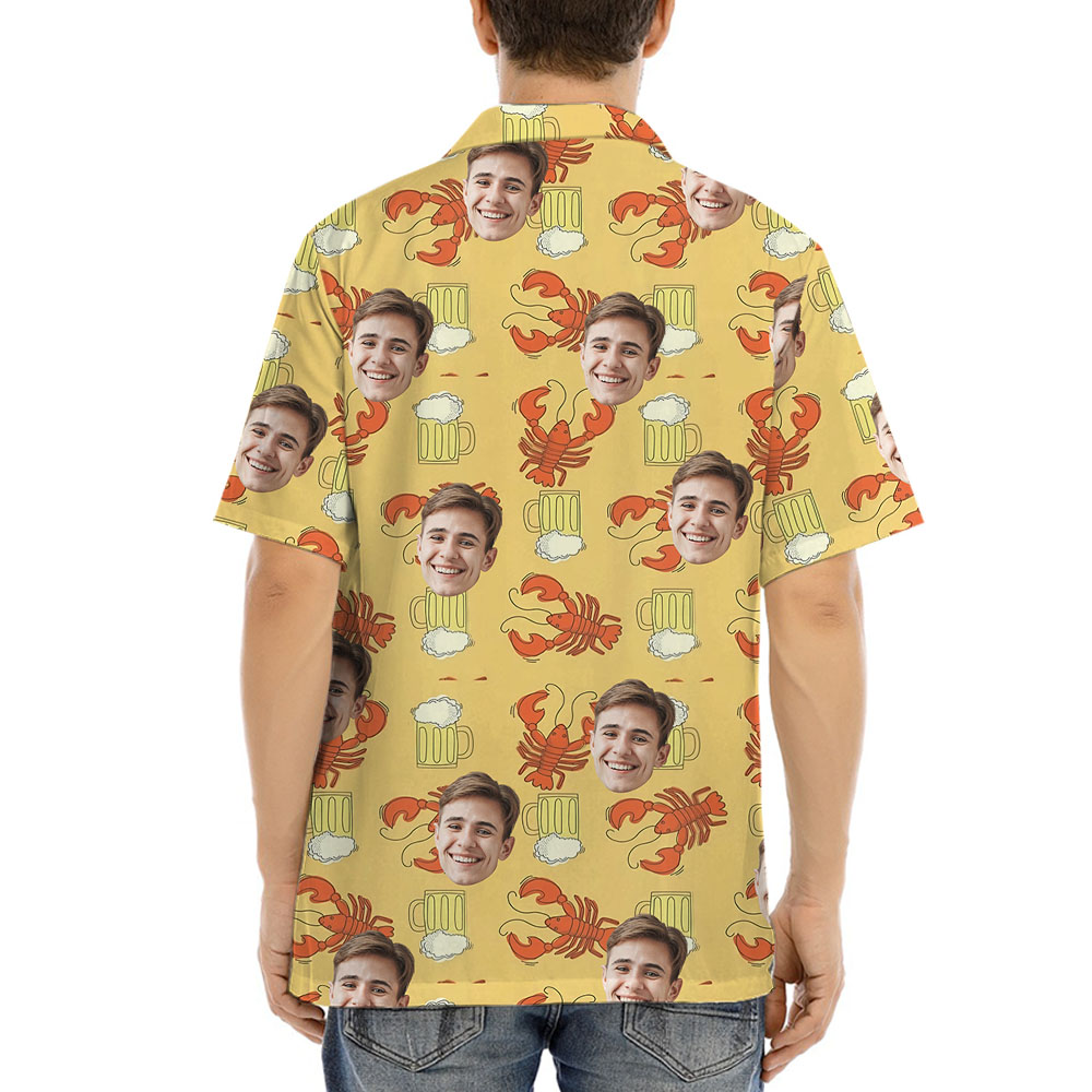 Funny Beer Shrimp Hawaiian Shirt With Face