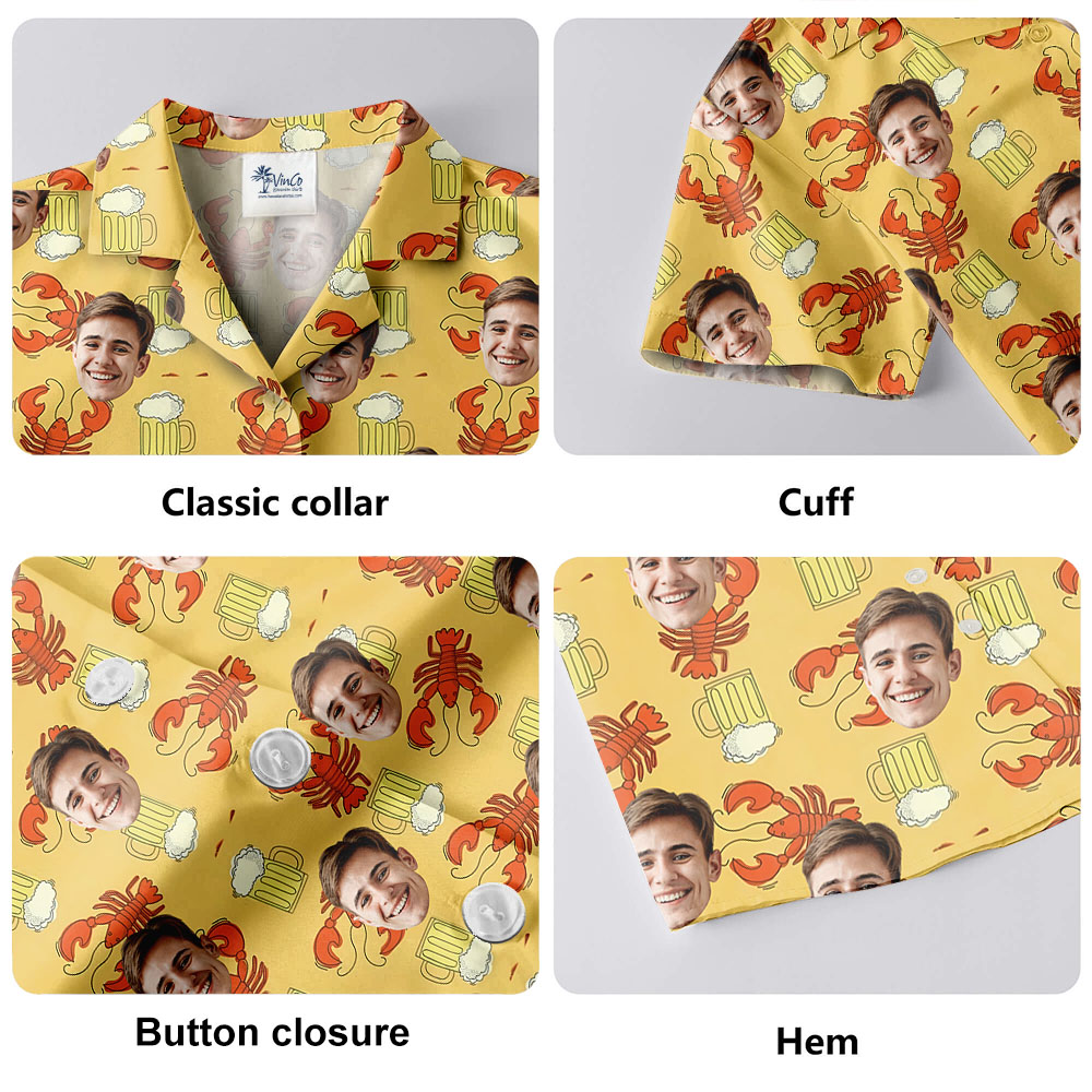 Funny Beer Shrimp Hawaiian Shirt With Face