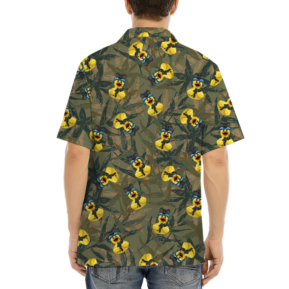 Seamless Green Camouflage Tactical Ducky Hawaiian Shirt