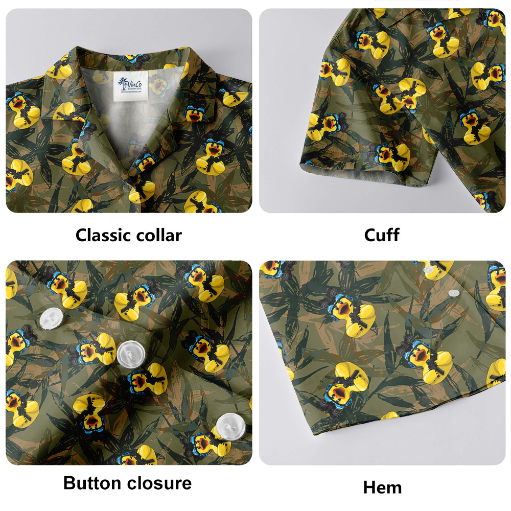 Seamless Green Camouflage Tactical Ducky Hawaiian Shirt