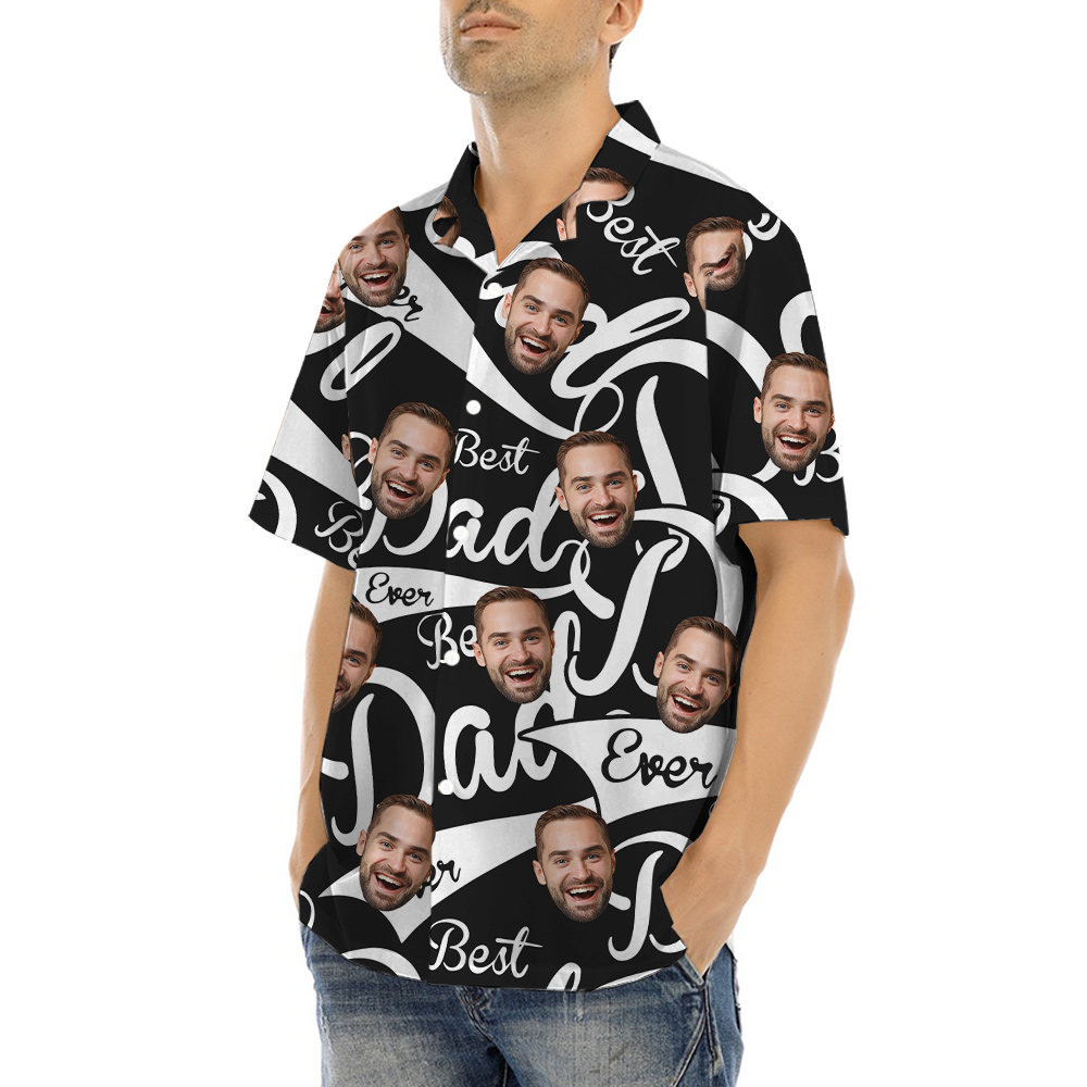Funny Custom Face Best Dad Ever Hawaiian Button Up Shirt